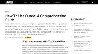 
                            2. How To Use Quora: A Comprehensive Guide – Adweek