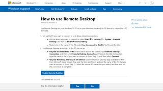 
                            2. How to use Remote Desktop - Microsoft Support