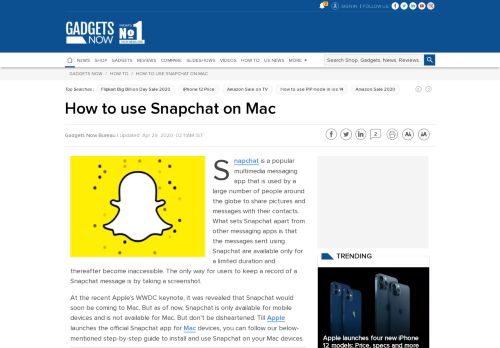 
                            3. How to use Snapchat on Mac | Gadgets Now