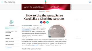 
                            13. How to Use the Amex Serve Card Like a Checking Account