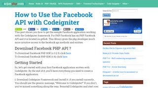 
                            9. How to Use the Facebook API with Codeigniter - Arjun