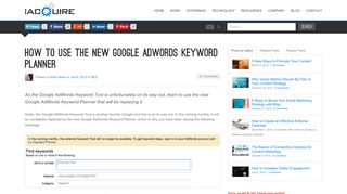 
                            9. How to Use the New Google AdWord Keyword Planner - iAcquire