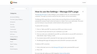 
                            10. How to use the Settings > Manage ESPs page - Help – Litmus