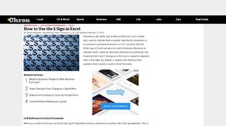 
                            4. How to Use the $ Sign in Excel | Chron.com