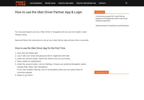 
                            10. How to use the Uber Driver Partner App & Login | Firstlane Singapore