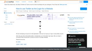 
                            7. How to use Twitter as the Login for a Website - Stack Overflow
