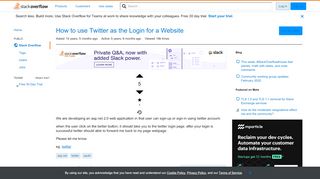 
                            11. How to use Twitter as the Login for a Website - Stack Overflow