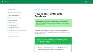 
                            2. How to use Twitter with Facebook - Twitter support