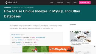 
                            10. How to Use Unique Indexes in MySQL and Other Databases — SitePoint