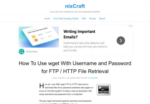
                            1. How To Use wget With Username and Password for FTP / HTTP File ...