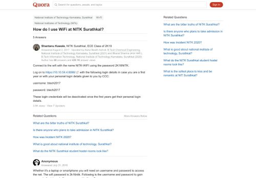 
                            5. How to use WiFi at NITK Surathkal - Quora