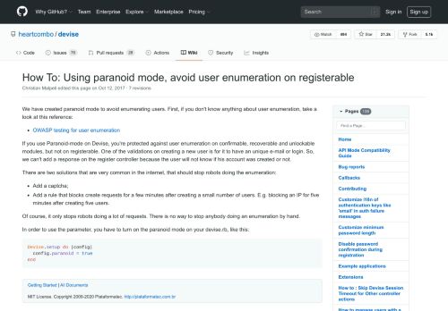 
                            8. How To: Using paranoid mode, avoid user enumeration on ... - GitHub