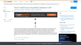 
                            11. How to validate login using MySQL Database in VB? - Stack Overflow