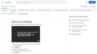 
                            4. How to verify your birthday on m.youtube.com - YouTube Help