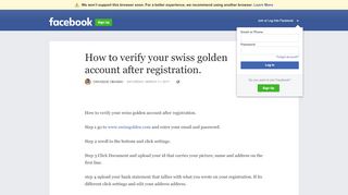 
                            10. How to verify your swiss golden account after registration. | Facebook