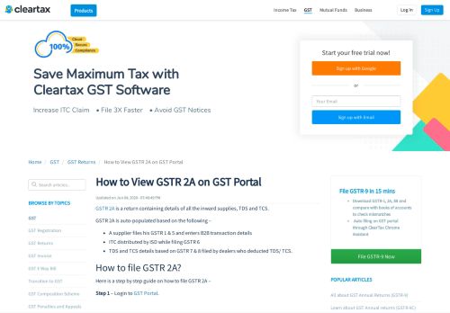
                            10. How to View GSTR 2A on GST Portal - ClearTax