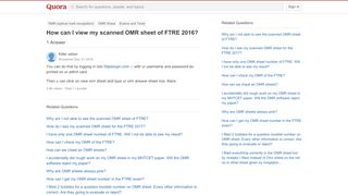 
                            6. How to view my scanned OMR sheet of FTRE 2016 - Quora