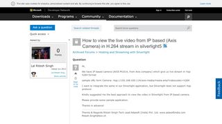 
                            11. How to view the live video from IP based (Axis Camera) in H.264 ...