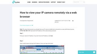 
                            7. How to view your IP camera remotely via a web browser | TP-Link