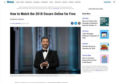 
                            2. How to Watch and Stream the 2018 Oscars For Free Online | Money