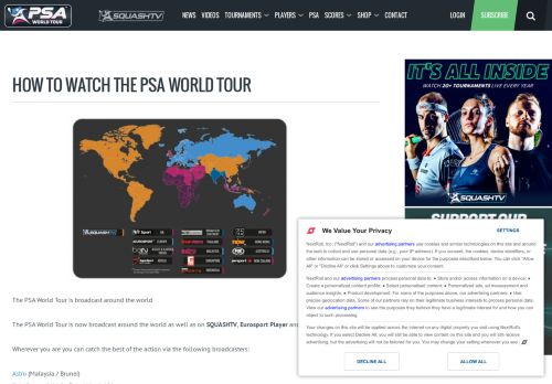 
                            8. How to watch squash's PSA World Tour