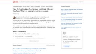 
                            3. How to watch/download an age-restricted video on YouTube - Quora