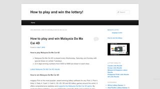 
                            13. how to win malaysia da ma cai 4D | How to play and win ...