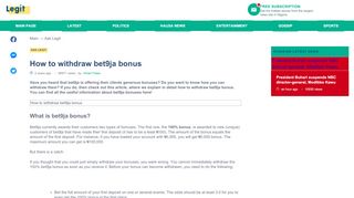 
                            6. How to withdraw bet9ja bonus ▷ Legit.ng