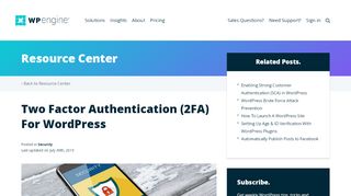 
                            11. How to: WordPress Two Factor Authentication | WP Engine®