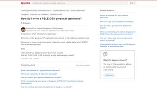 
                            12. How to write a PSLE DSA personal statement - Quora
