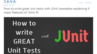 
                            5. How to write great unit tests with JUnit - java code house
