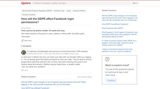 
                            1. How will the GDPR affect Facebook login permissions? - Quora