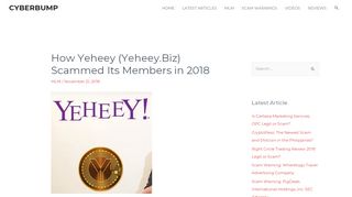 
                            6. How Yeheey (Yeheey.Biz) Scammed Its Members in 2018