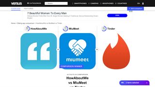 
                            8. ≫ HowAboutWe vs MiuMeet vs Tinder | Dating app comparison - Versus