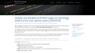 
                            9. Howto: (re-)Enable SCP/SSH Login on Synology DSM 6.0 for non ...