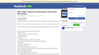 
                            7. HOY: SIGE - Sistema de Información General de Estudiantes | Facebook