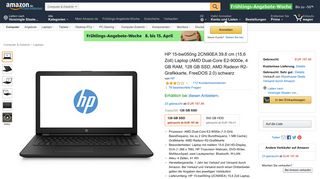 
                            4. HP 15-bw050ng 2CN90EA 39,6 cm Laptop schwarz: Amazon.de ...