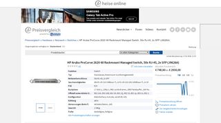 
                            10. HP Aruba ProCurve 2620 48 Rackmount Managed Switch, 50x RJ-45 ...