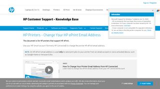 
                            8. HP Connected - Changing Your HP ePrint Email Address - HP Support