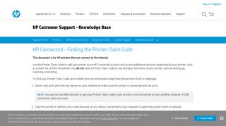 
                            12. HP Connected - Finding the Printer Claim Code | HP® Customer ...