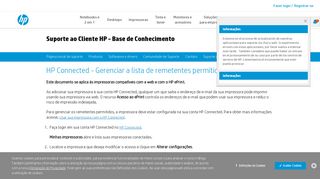 
                            8. HP Connected - Gerenciar a lista de remetentes permitidos no HP ...