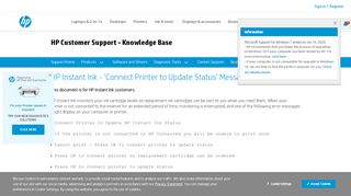 
                            9. HP Instant Ink - 'Connect Printer to Update Status' Message Displays ...