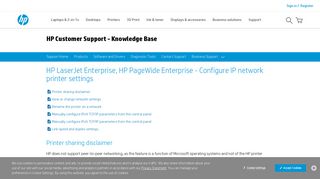 
                            5. HP LaserJet Enterprise, HP PageWide Enterprise - Configure IP ...