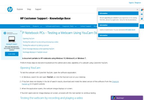 
                            9. HP Notebook PCs - Testing a Webcam Using YouCam (Windows 10 ...