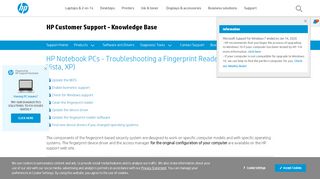 
                            12. HP Notebook PCs - Troubleshooting a Fingerprint Reader (Windows 7 ...