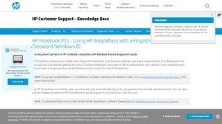 
                            2. HP Notebook PCs - Using HP SimplePass with a ...