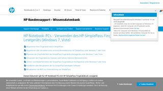 
                            4. HP Notebook-PCs - Verwenden des HP SimplePass-Fingerabdruck ...