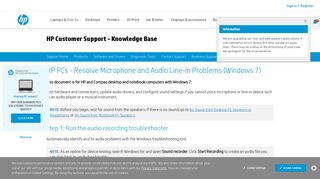 
                            11. HP PCs - Resolve Microphone and Audio Line-in Problems (Windows ...