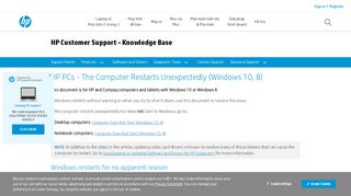 
                            13. HP PCs - The Computer Restarts Unexpectedly (Windows 10, 8 ...