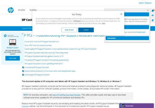 
                            11. HP PCs - Troubleshooting HP Support Assistant (Windows 10, 8, 7 ...